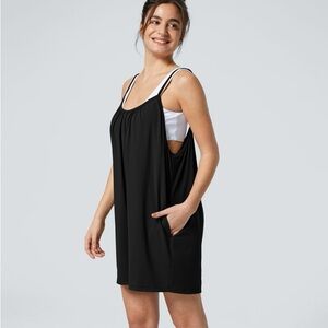 HALARA Spaghetti Pocket Solid Wide Leg Casual Jumpsuit L Black NWT